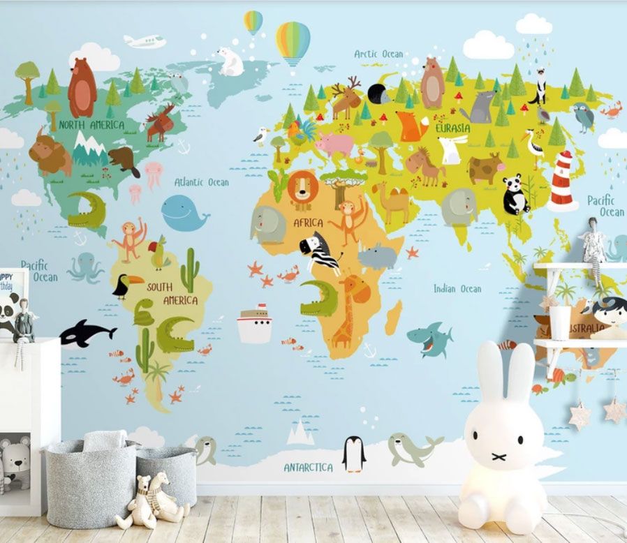 

Фотообои Walldeco Карта мира с животными №dec-2070 Фреска