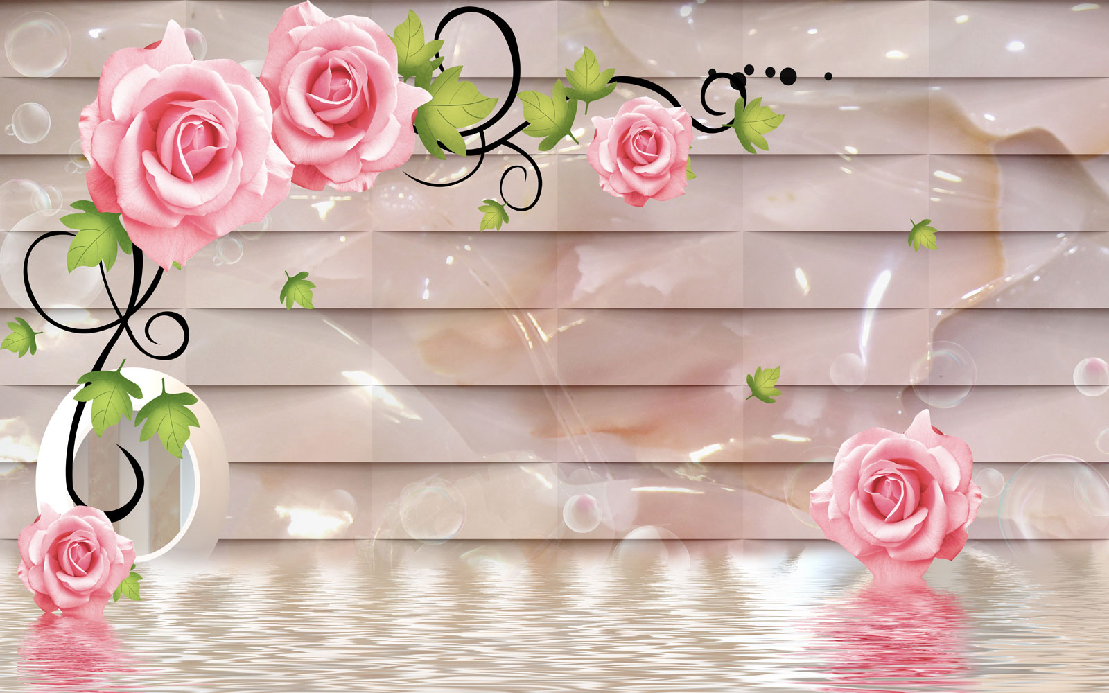 

Фотообои Walldeco Розы над водой №39553 Жаккард