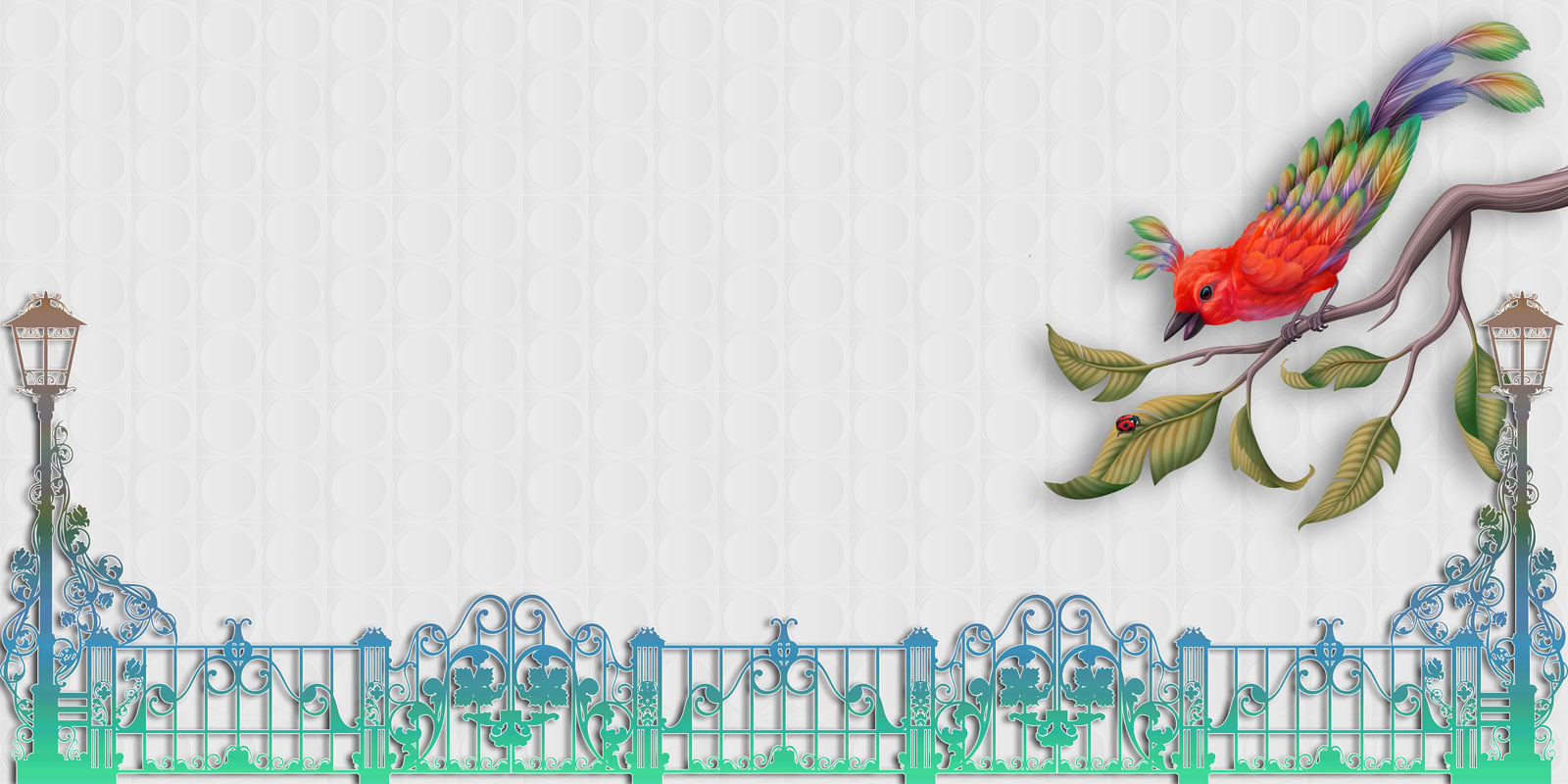 

Фотообои Walldeco Красивая птица над кованным забором №40416 Деко