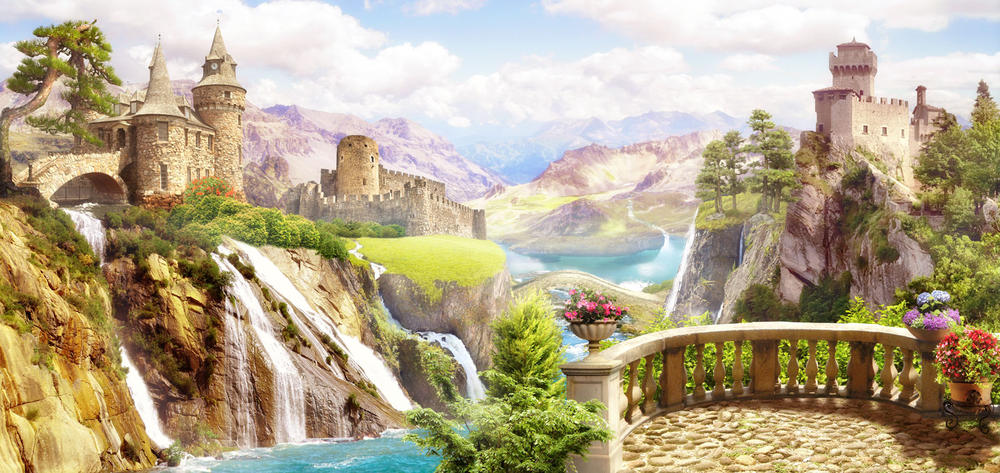 

Фотообои Walldeco Водопады среди замков №31516 Гладь