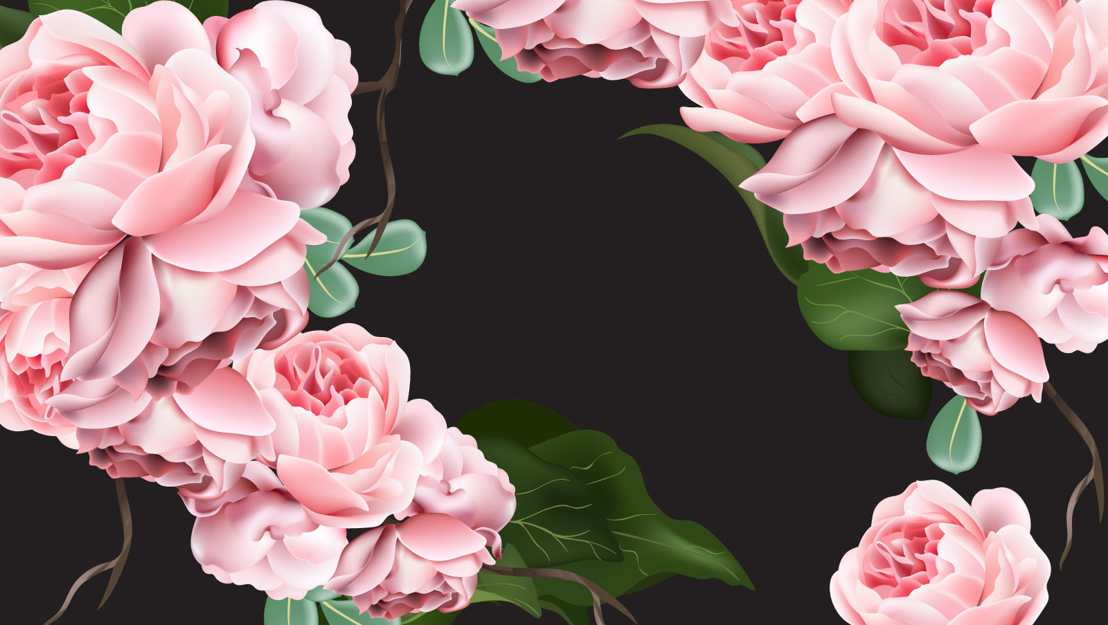

Фотообои Walldeco Розовые цветы на темном фоне №39584 Фреска