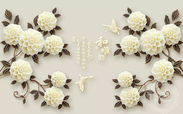 

Фотообои Walldeco Китайские розы и иероглифы №dec-602 Бриз