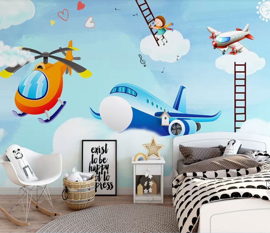 

Фотообои Walldeco Самолеты, вертолет и девочка на облаке №dec-2077 Базальт