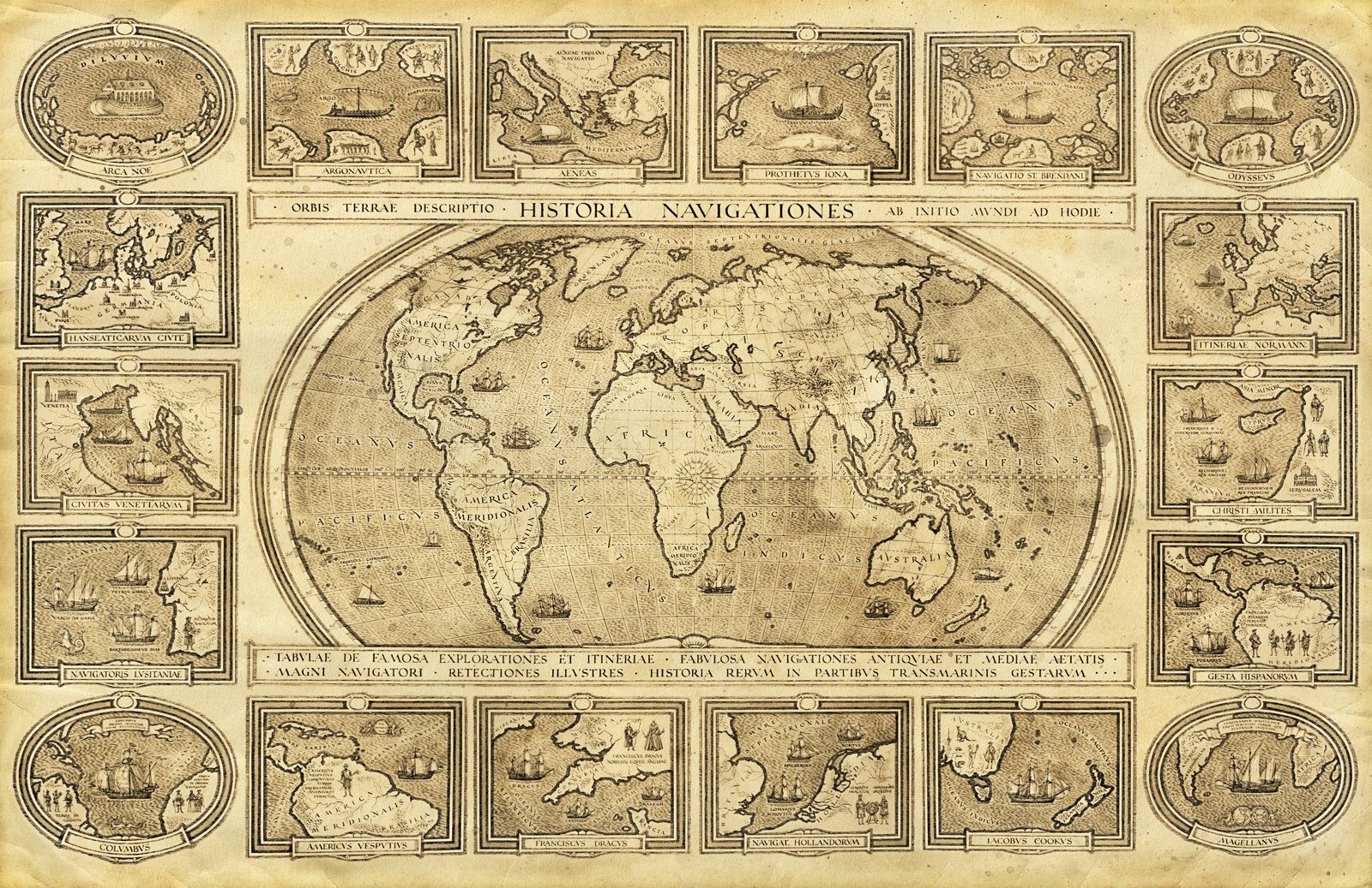 

Фотообои Walldeco Карта мира на старой бумаге №0312 Жаккард