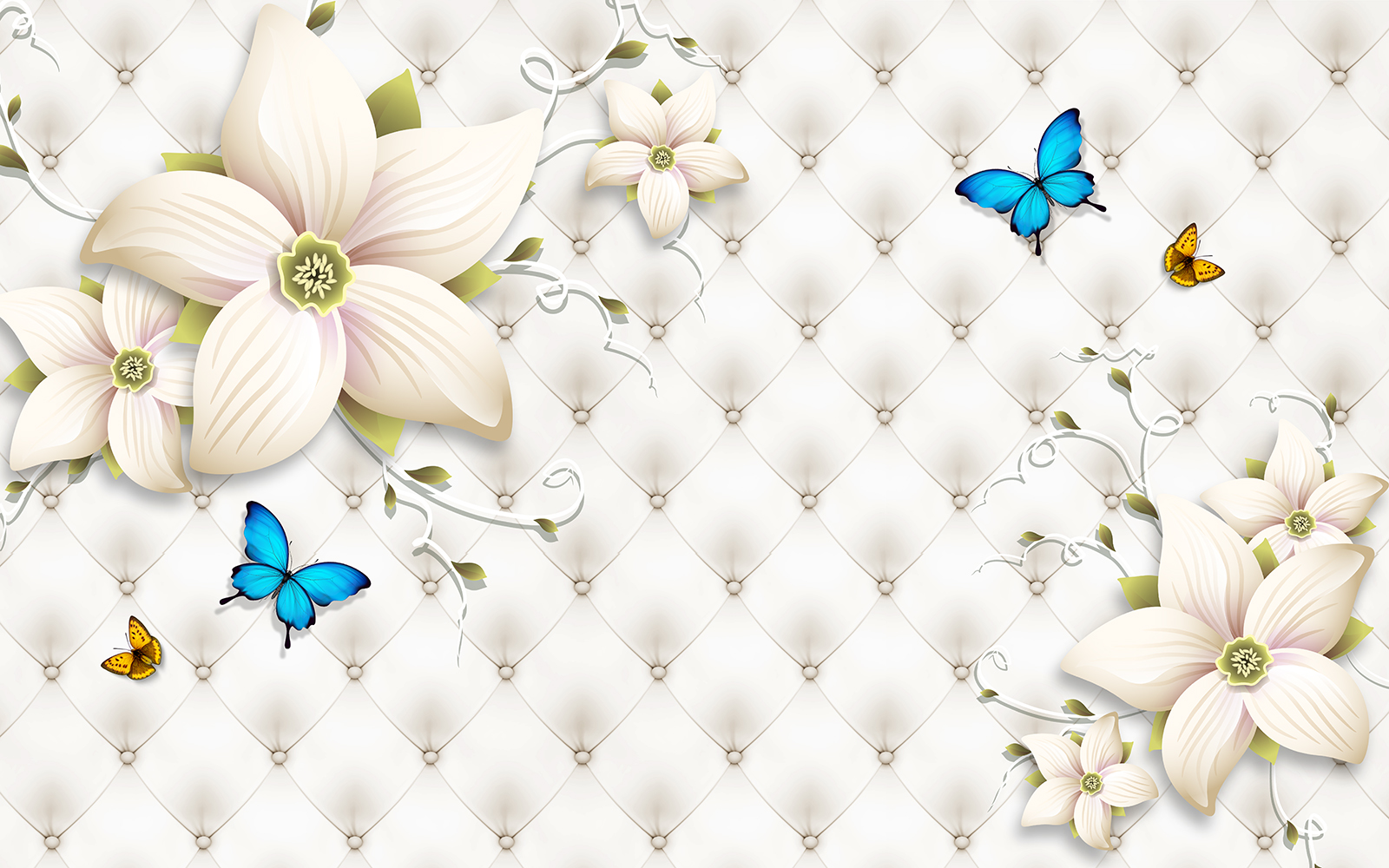 

Фотообои Walldeco Узор из лилий и синих бабочек №36158 Волокно