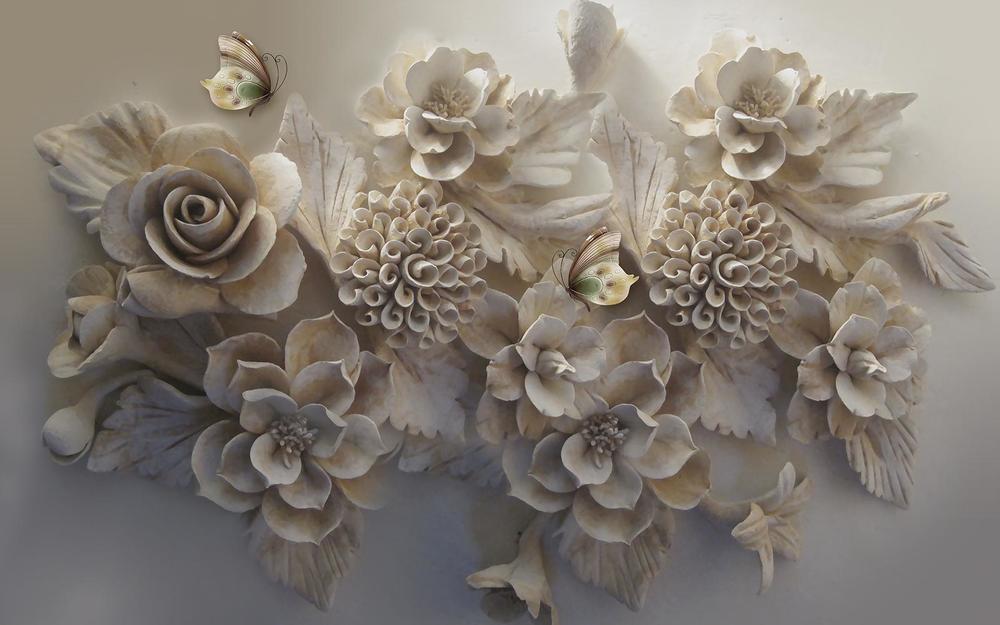 

Фотообои Walldeco Цветы из шпаклевки на стене №33955 Бриз