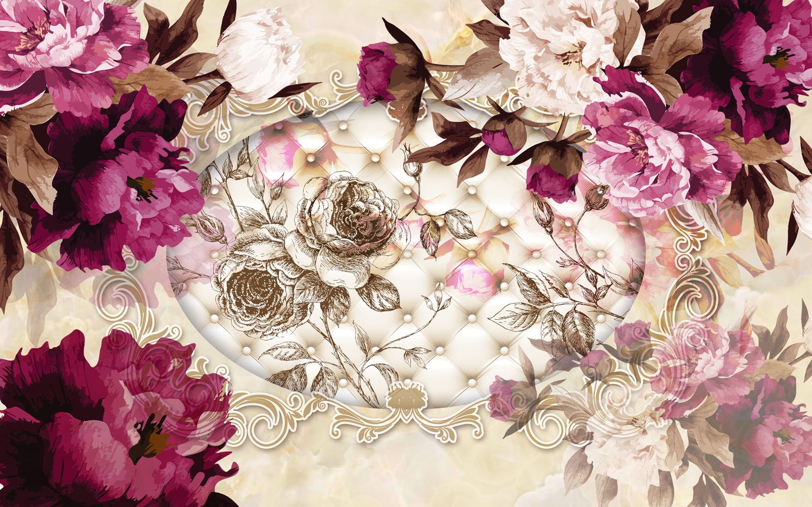 

Фотообои Walldeco Пионы и розы №39548 Бриз