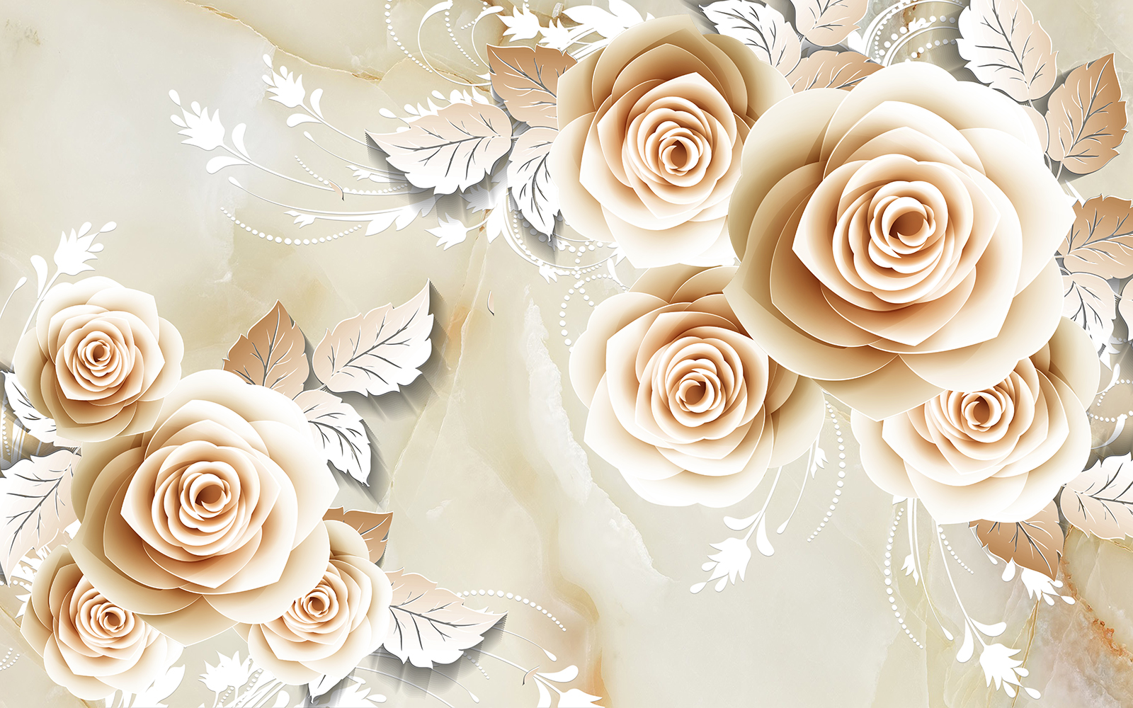 

Фотообои Walldeco Узор из бежевых роз №39473 Фреска