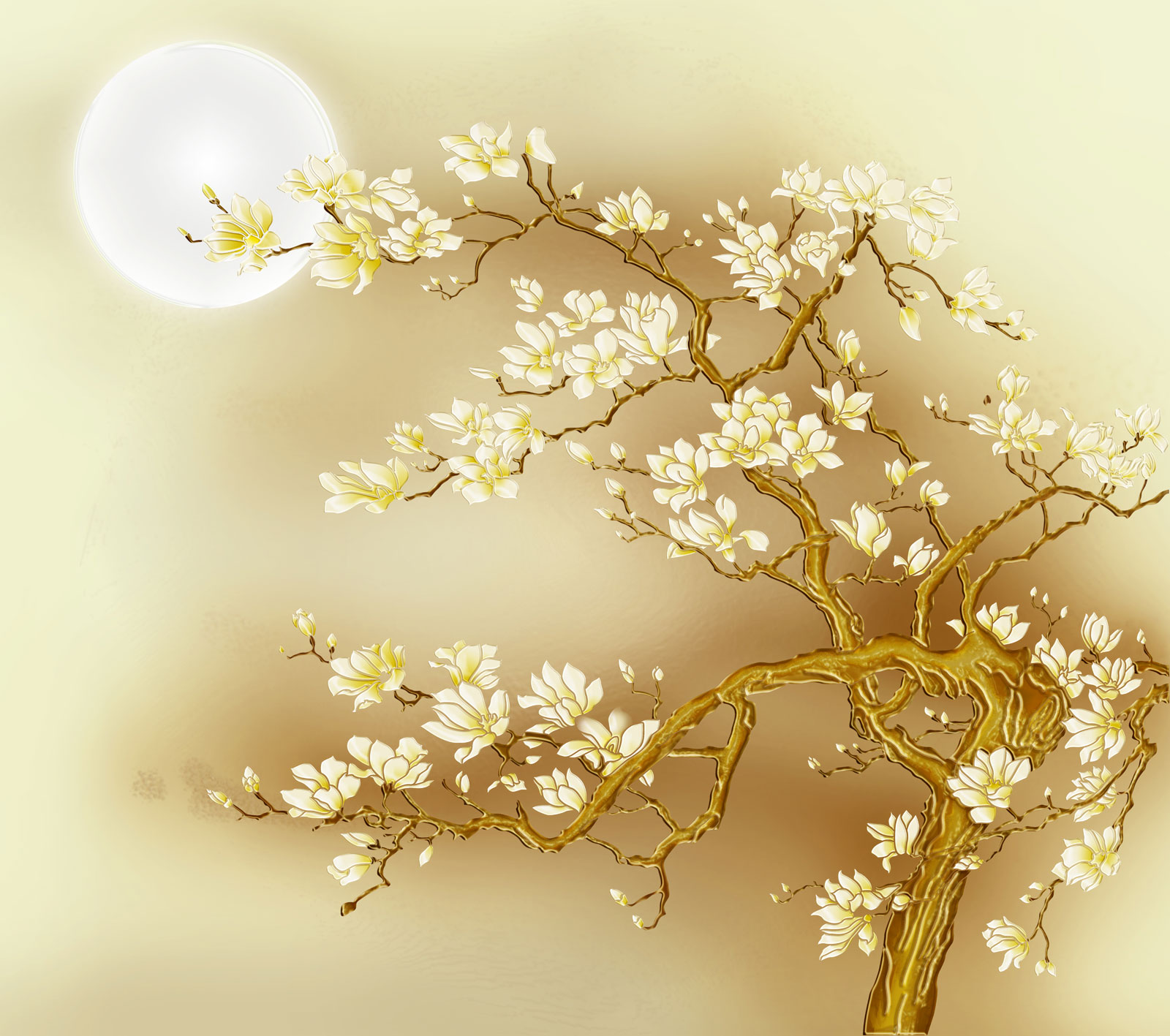 

Фотообои Walldeco Луна и цветущие дерево №40442 Фреска