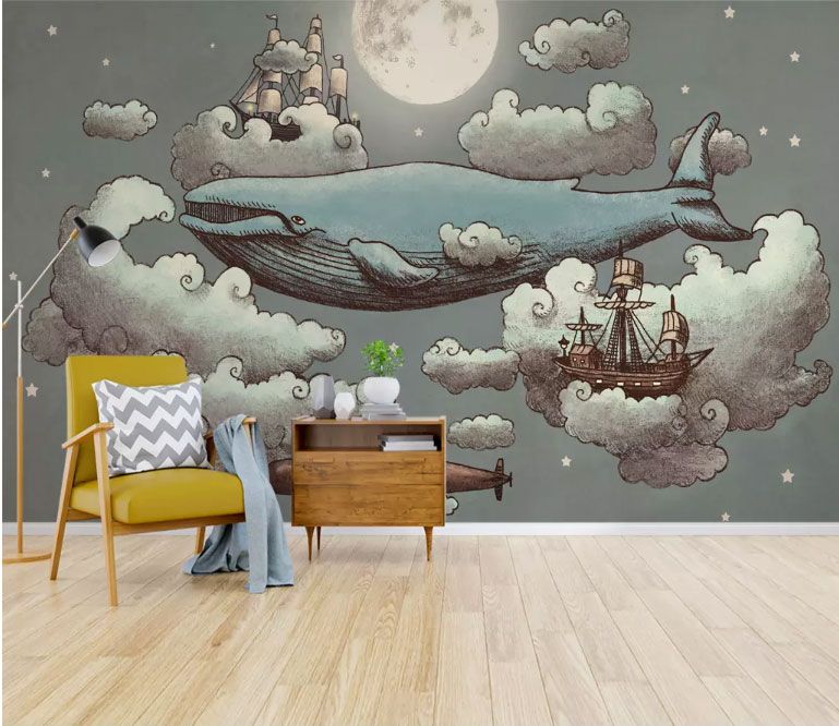 

Фотообои Walldeco Кит и корабли в облаках №dec-1385 Жаккард