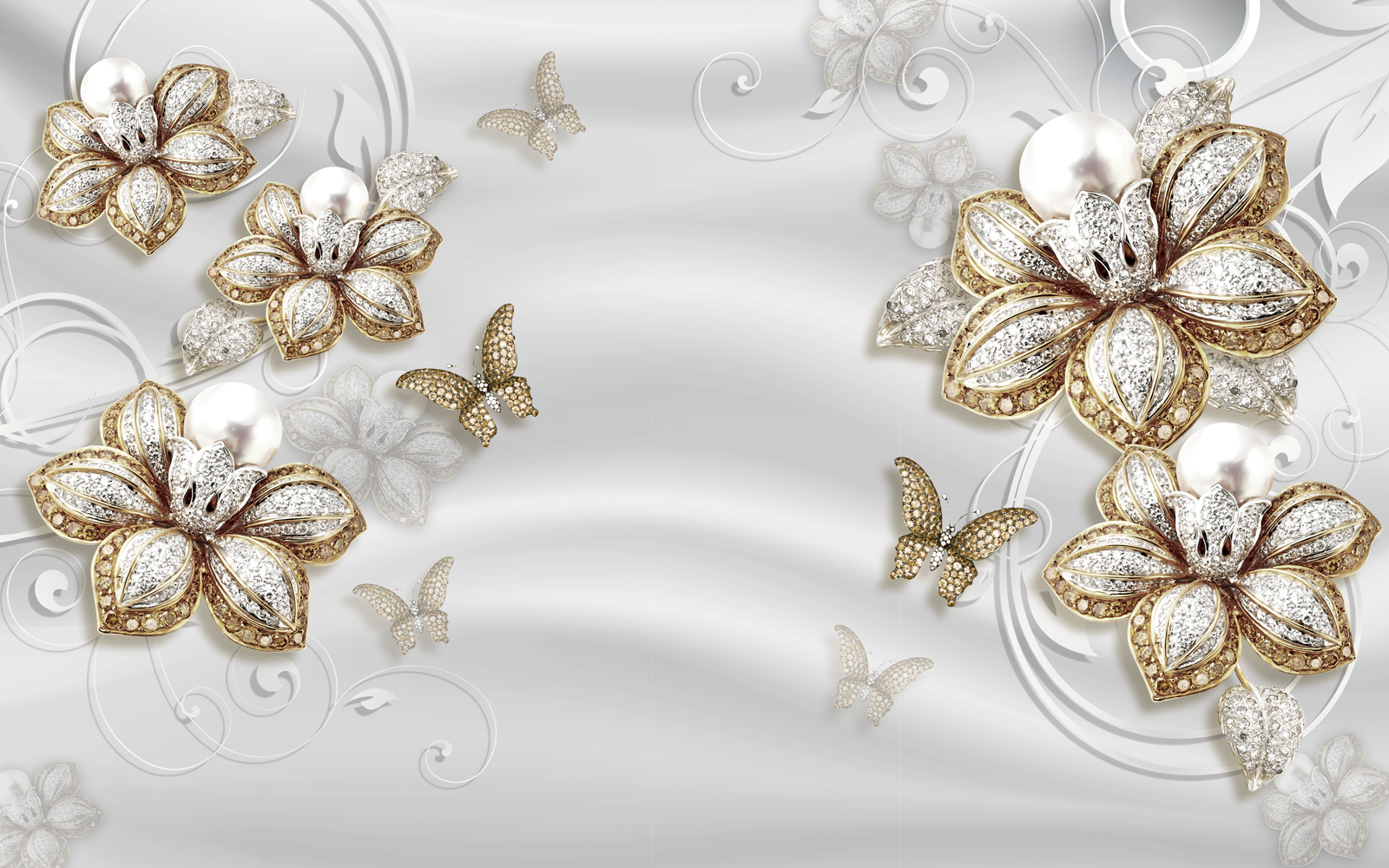 

Фотообои Walldeco Абстракция: драгоценные цветы и бабочки №37076 Гладь