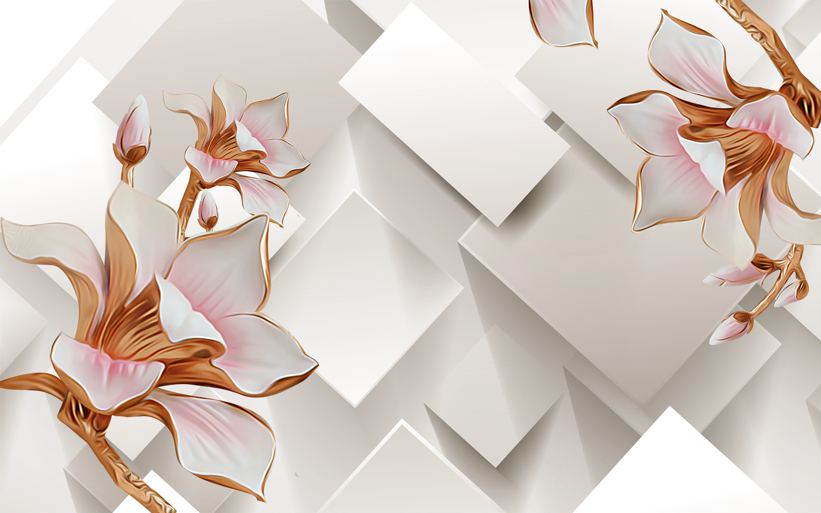 

Фотообои Walldeco 3d цветы из металла №39322 Базальт