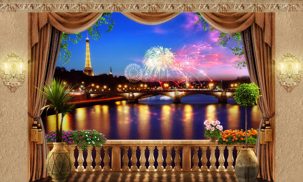 

Фотообои Walldeco Салют в Париже №31054 Мелкий песок с блестками