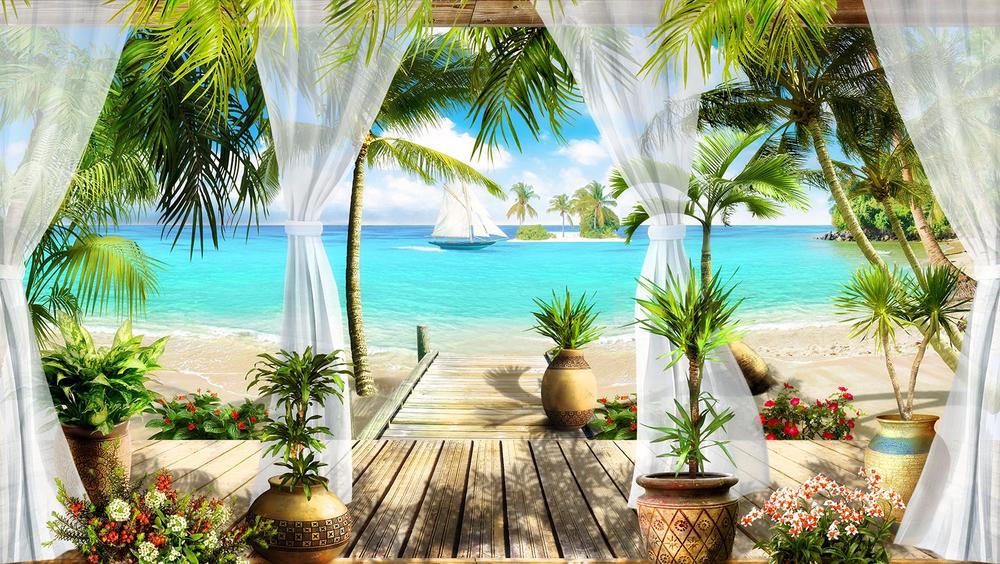 

Фотообои Walldeco Тропический пляж №33517 Мелкий песок с блестками