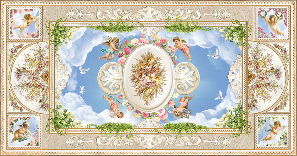 

Фотообои Walldeco Фреска с ангелами №31786 Жаккард