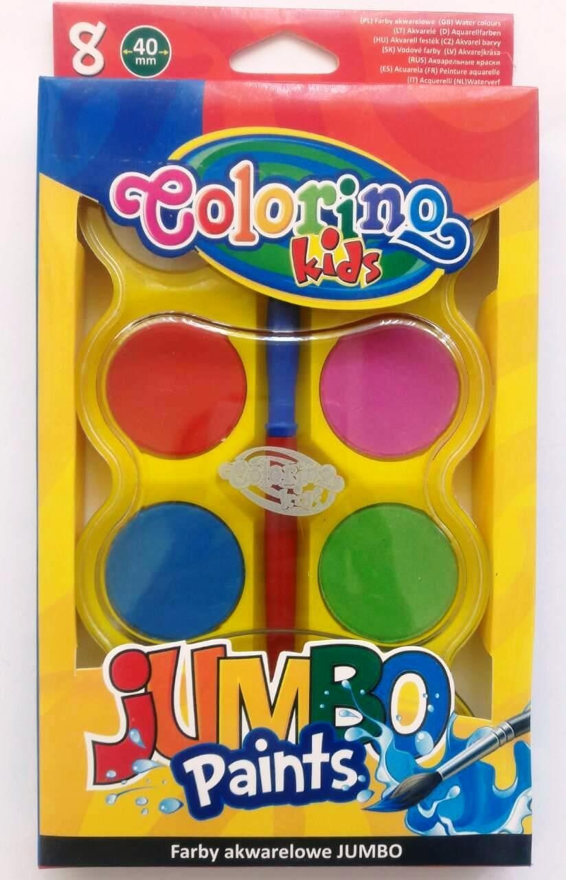 

Краски акварельные "Jumbo" 8 цветов + кисточка COLORINO