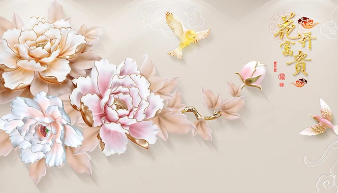 

Фотообои Walldeco Китайские розы из золота №dec-340 Бриз