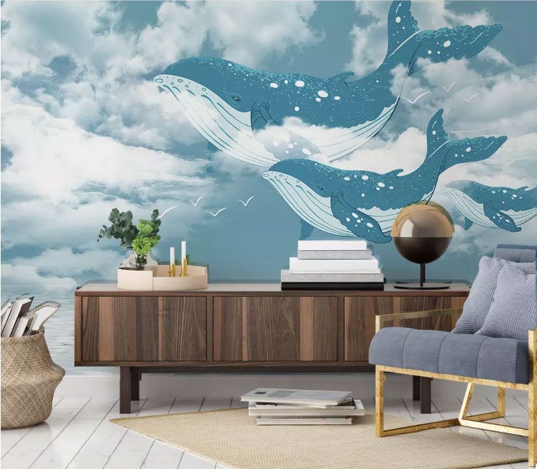 

Фотообои Walldeco Три больших синих кита №dec-1354 Деко