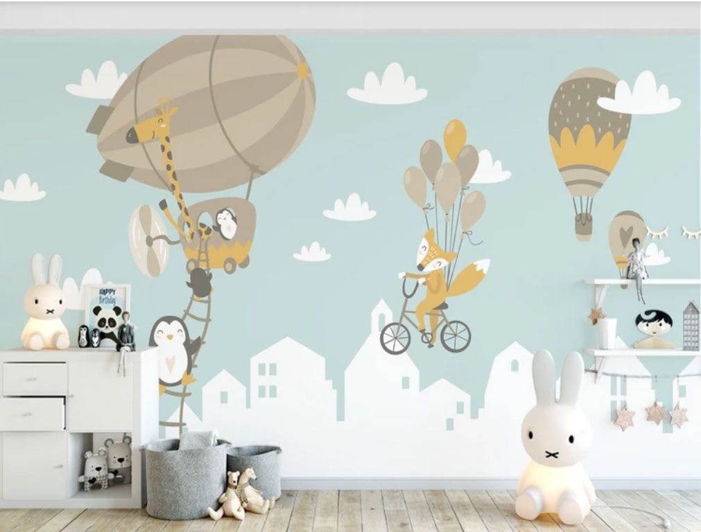 

Фотообои Walldeco Животные в воздухе: пингвины, лисички №dec-2049 Деко