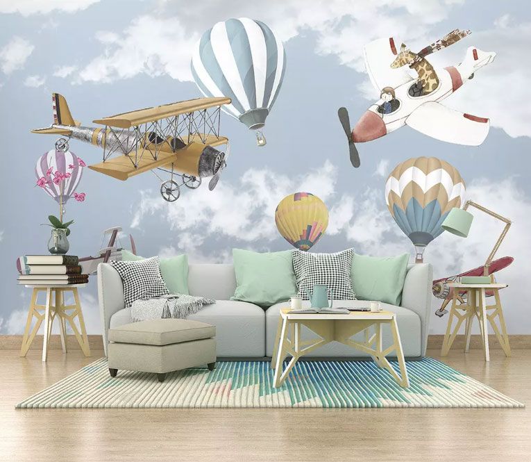 

Фотообои Walldeco Самолеты и воздушные шары в облаках №dec-1371 Волокно