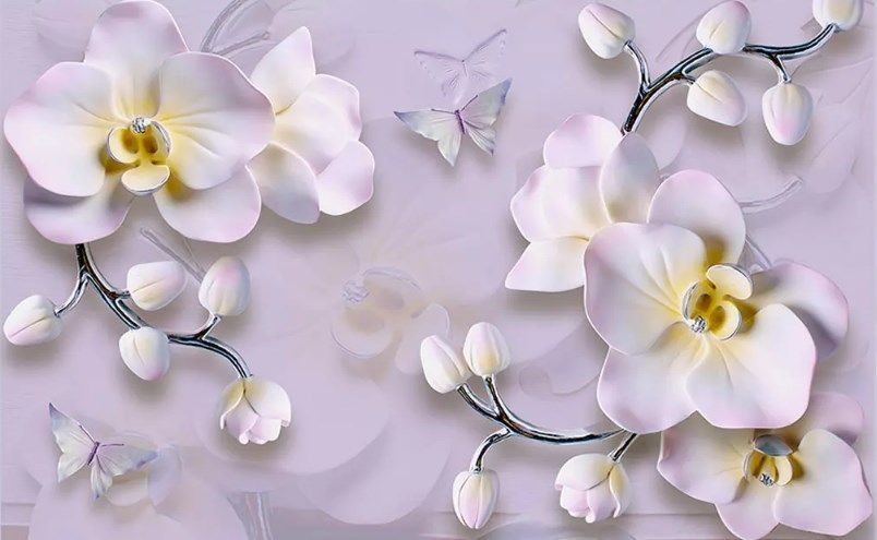 

Фотообои Walldeco Белые орхидеи с желтыми сердцевинами №dec_3087 Лоск