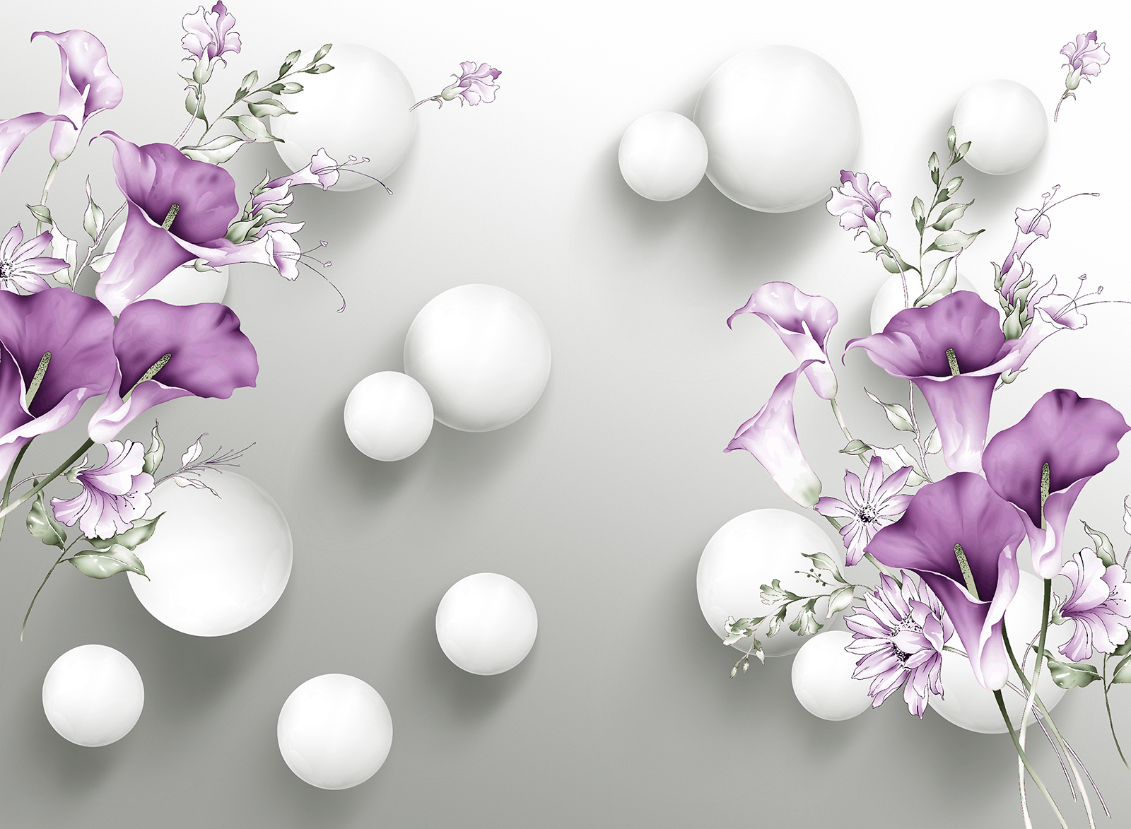 

Фотообои Walldeco Абстракция с цветов и шаров №35294 Волокно