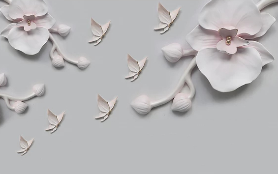 

Фотообои Walldeco Белые бабочки и цветы №dec-260 Бриз