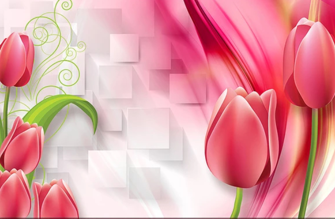 

Фотообои Walldeco Абстракция: 3d красные тюльпаны №dec-013 Лоск