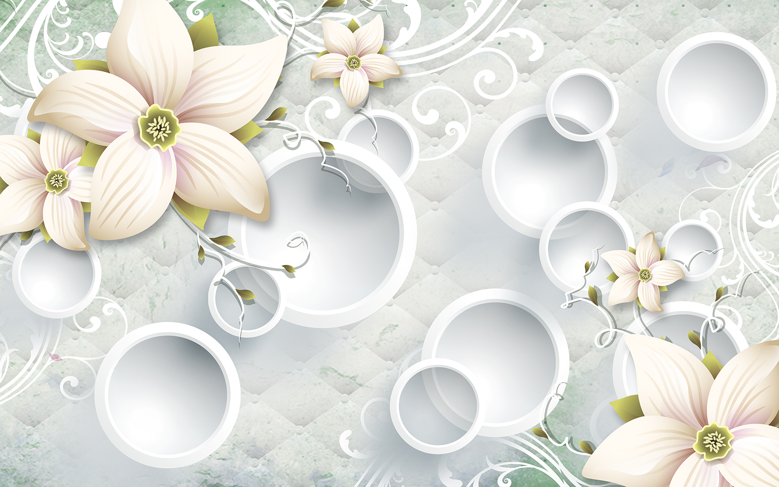 

Фотообои Walldeco 3d абстракция: цветы и круги №37565 Мелкий песок с блестками