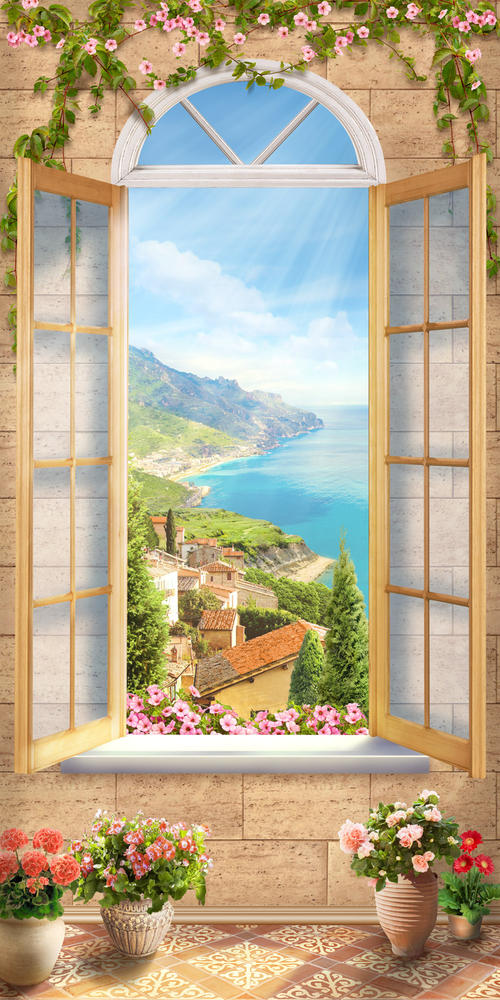 

Фотообои Walldeco Окно к солнечному дню №31868 Жаккард