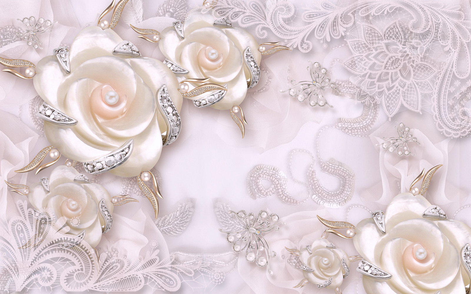 

Фотообои Walldeco Розы украшенные драгоценными камнями №37077 Базальт
