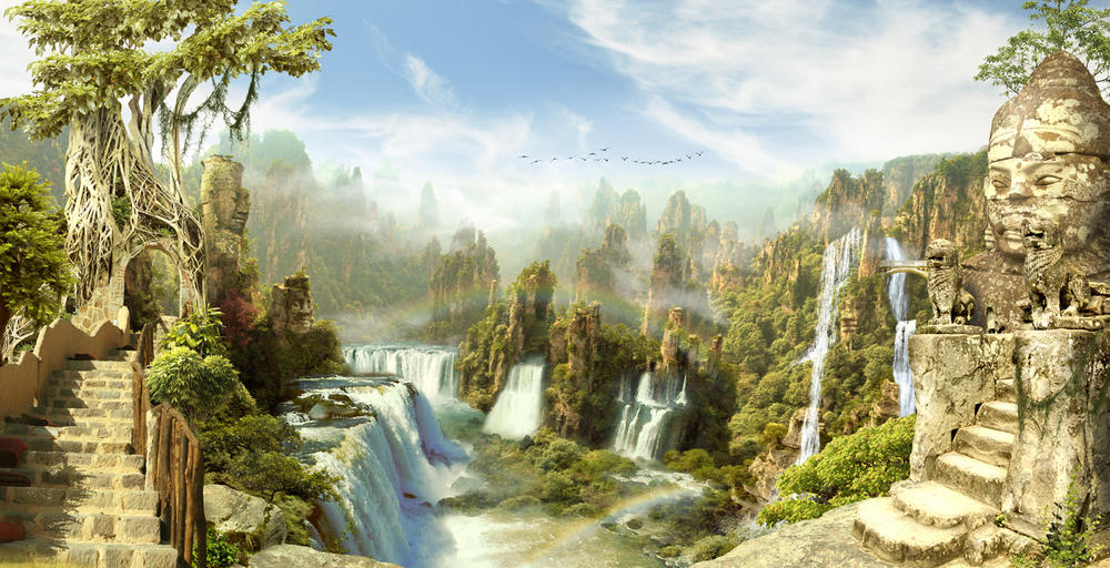 

Фотообои Walldeco Водопады в дымке №bur-226 Деко