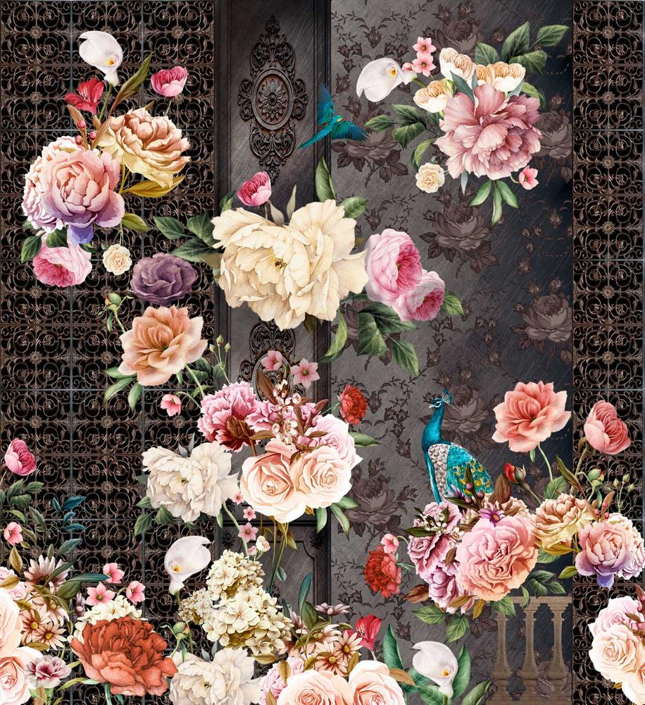 

Фотообои Walldeco Синие птицы в цветах №30373 Волокно