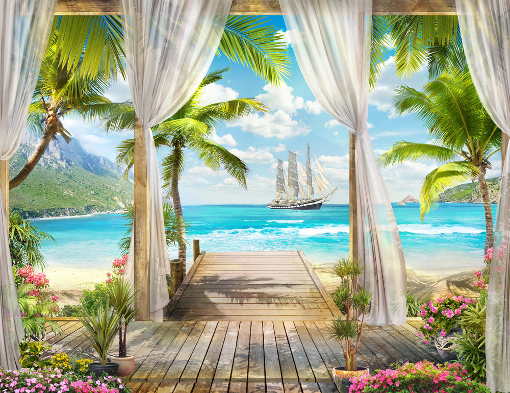 

Фотообои Walldeco Терраса с видом на корабль №30601 Волокно