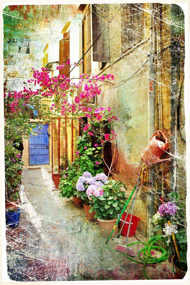 

Фотообои Walldeco Улица в Греции в стиле винтаж №0056 Жаккард