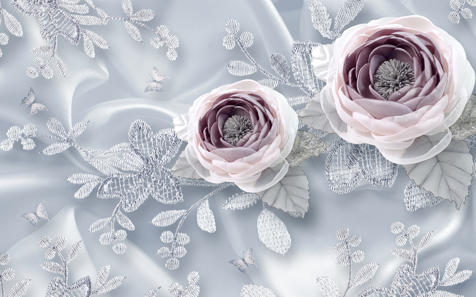 

Фотообои Walldeco Фиолетовые цветы из ткани №37984 Жаккард