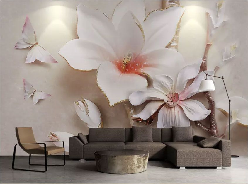 

Фотообои Walldeco Цветущая магнолия и бабочки №dec-2117 Волокно