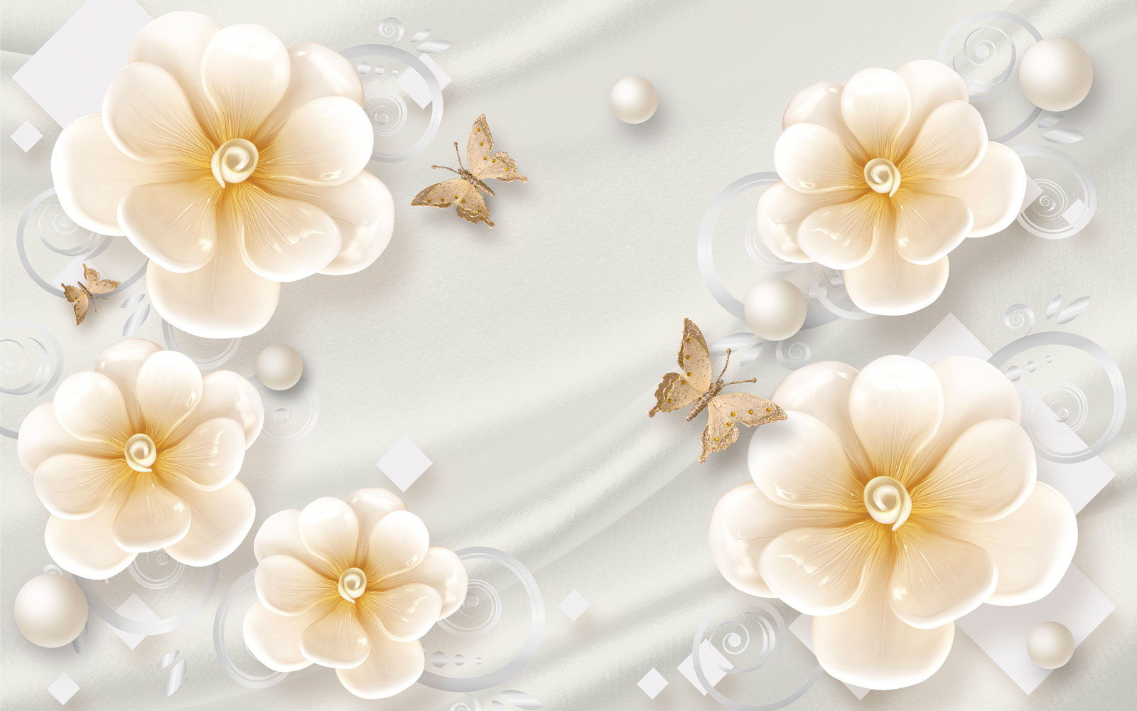 

Фотообои Walldeco Цветы кремового оттенка №38740 Жаккард