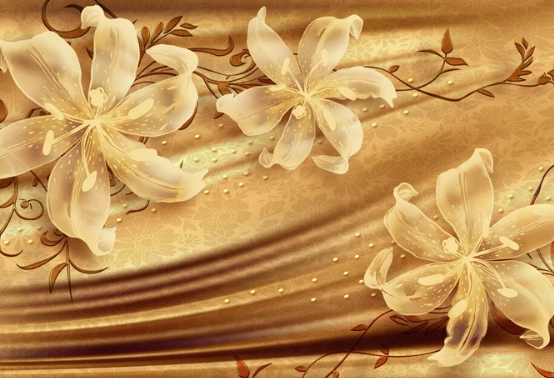 

Фотообои Walldeco Золотые лилии №dec-223 Волокно