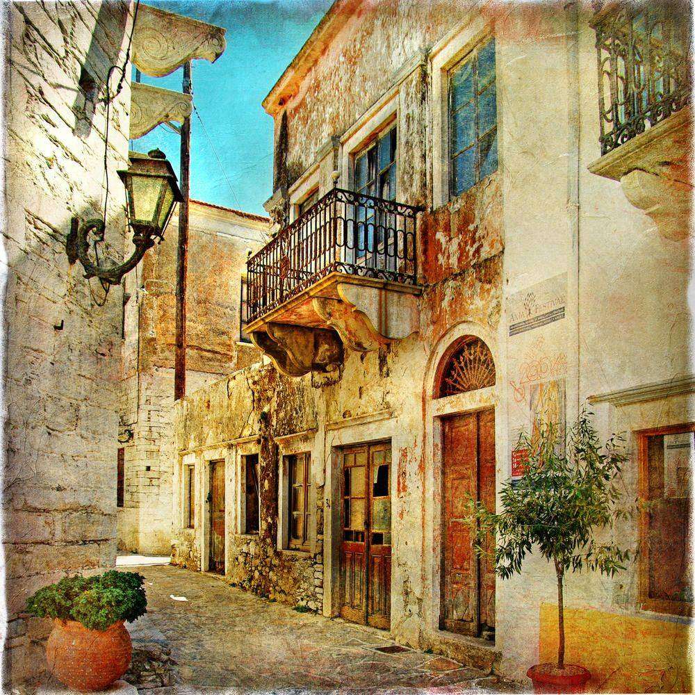 

Фотообои Walldeco Улочка в Греции №1990 Базальт