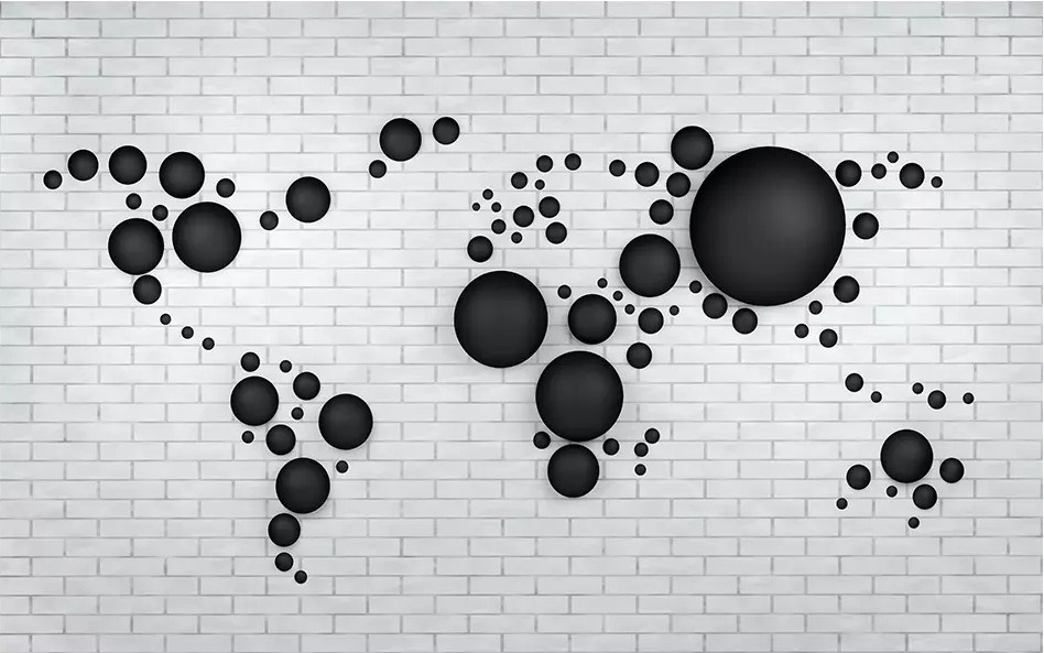 

Фотообои Walldeco Чёрные 3d шары №dec-624 Мелкий песок с блестками