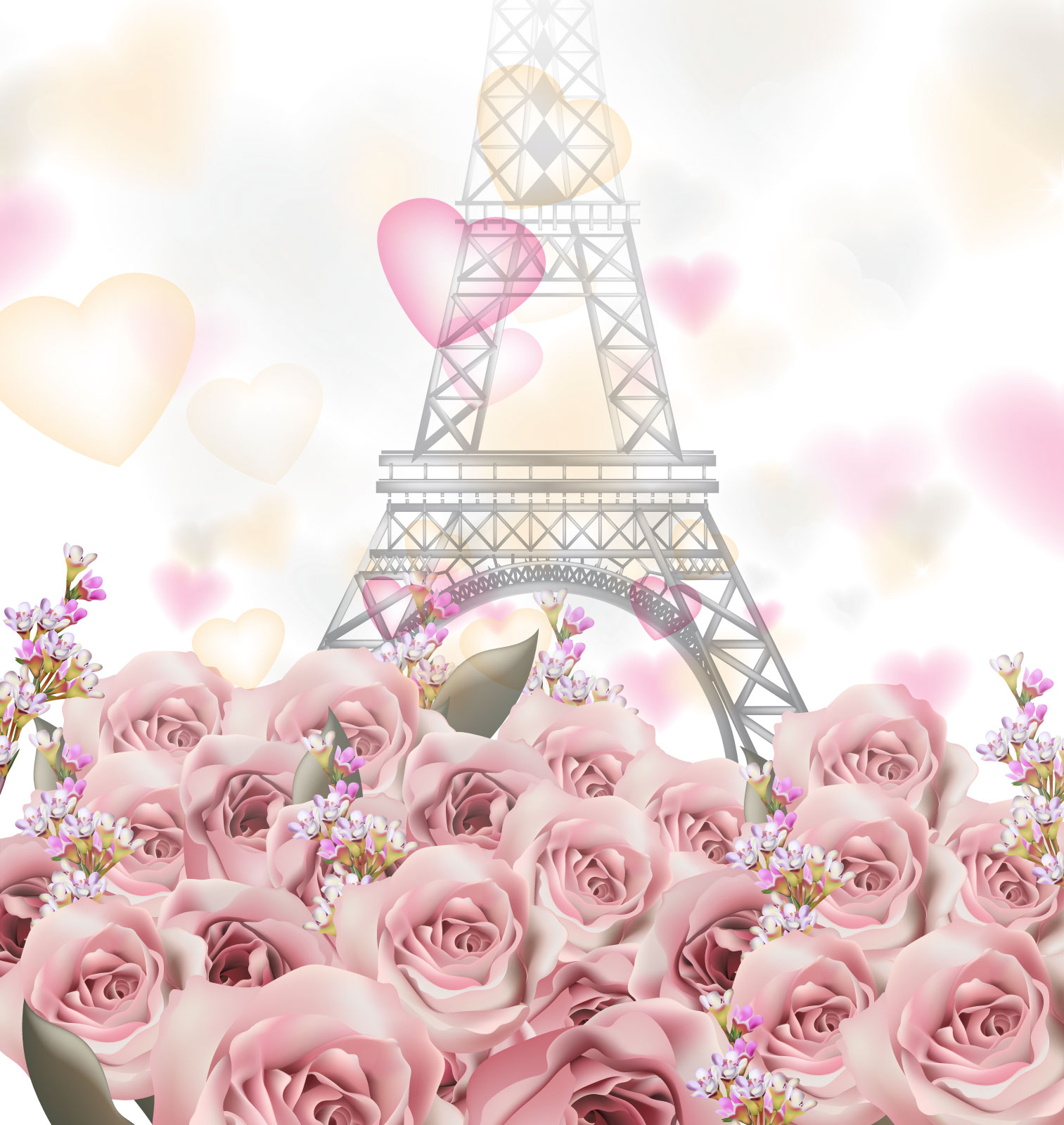 

Фотообои Walldeco Розы на фоне Эйфелевой башни №39495 Фреска