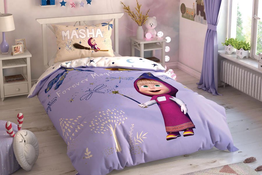 

Детский и подростковый комплект TAC Masha and Bear Magical Ранфорс / простынь на резинке