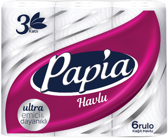 

Бумажные полотенца Papia 3 слоя 6 рулонов