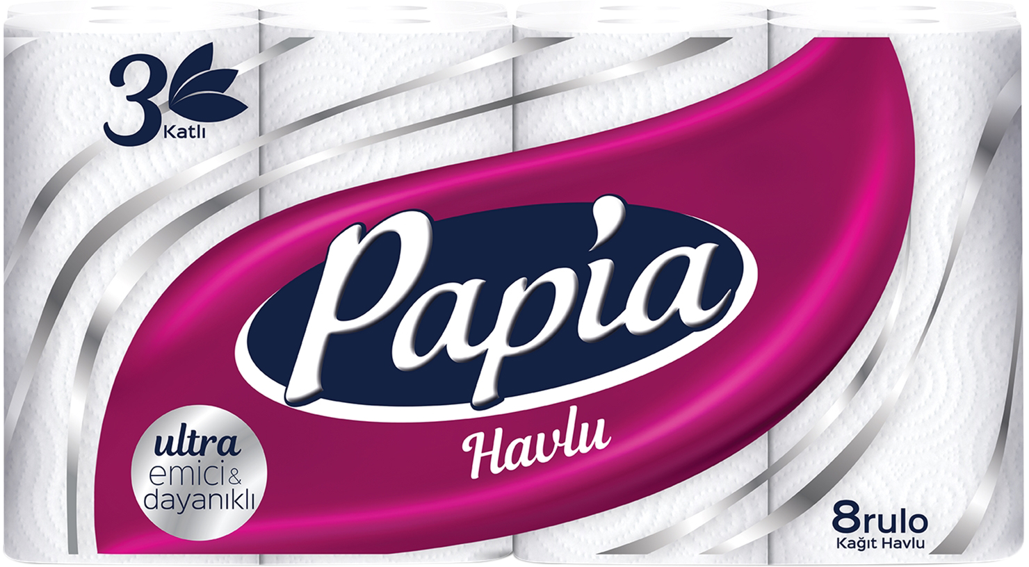 

Бумажные полотенца Papia 3 слоя 8 рулонов