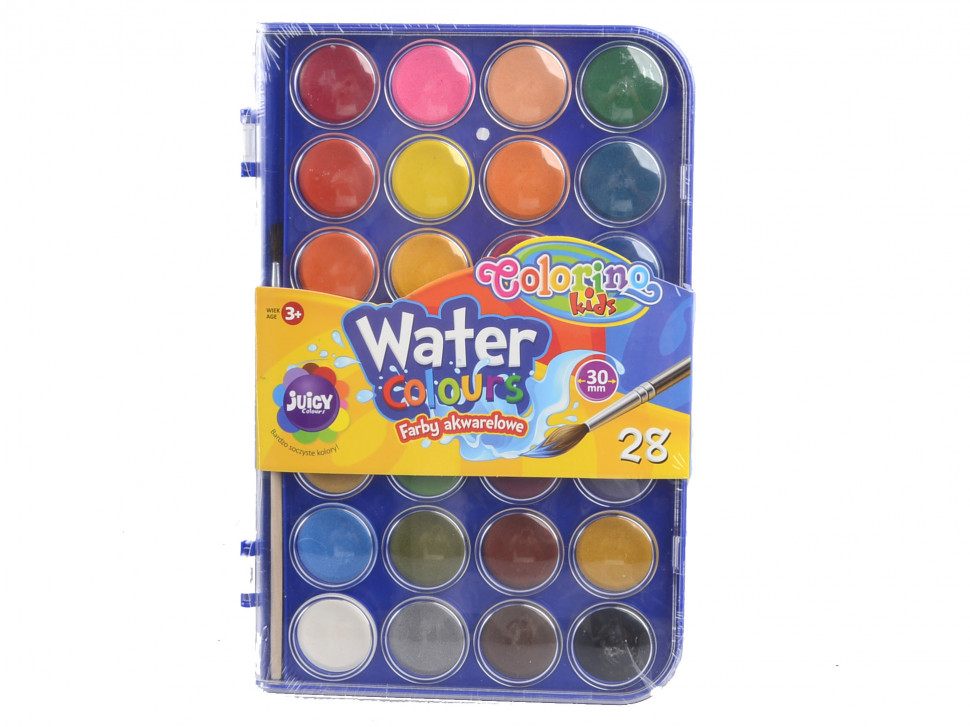 

Краски акварельные "Jumbo" 28 цветов + кисточка COLORINO