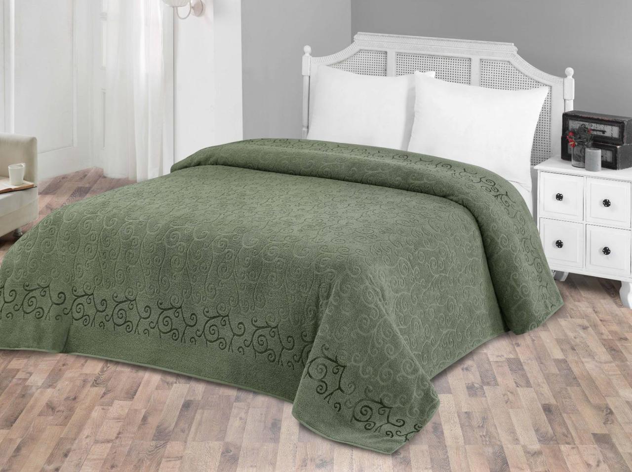 

Махровая простынь Zeron хлопок 200*220 450г/м2 SALKIM DESEN Yesil, Турция Код 11338