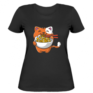 

Женская футболка Stedman Cat and Ramen L Черный