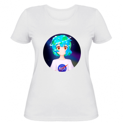 

Женская футболка Stedman Earth-chan in a T-shirt with a Nasa logo XL Белый