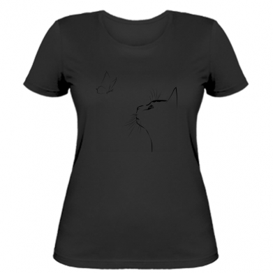 

Женская футболка Stedman Cat and butterfly contour XL Черный